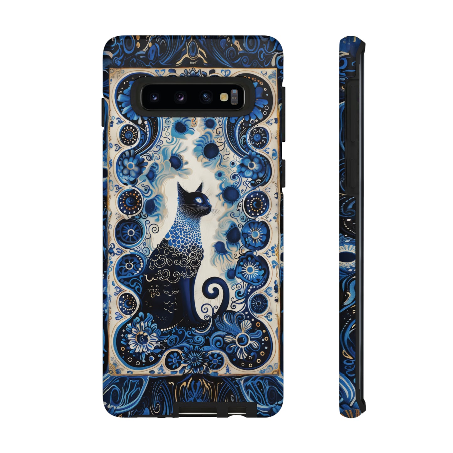 Black cat in frame Tough Cases