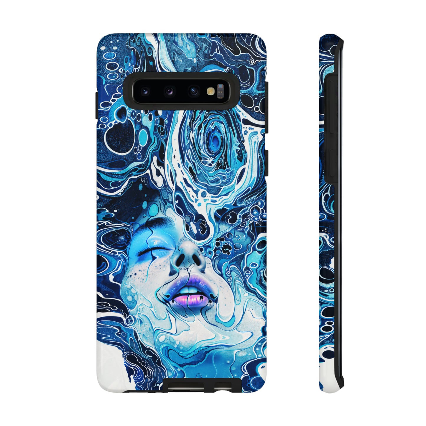 Phone Case, whimsical water fantasy design, blue woman in water, Artistic design, Tough Case, , iPhone 15, 14, 13, 12, 11, Samsung, Pixel