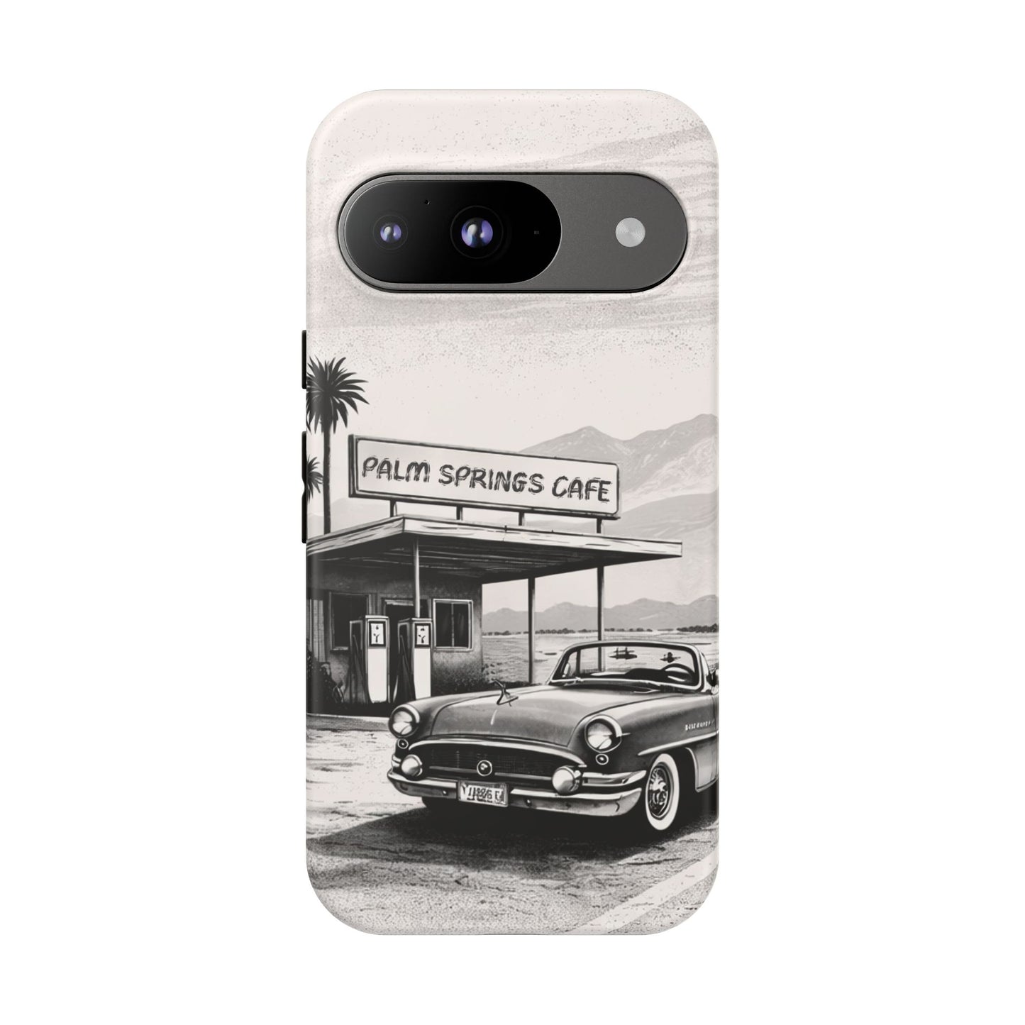 Vintage Palm Springs Cafe Phone Case – Retro Convertible Roadtrip Design