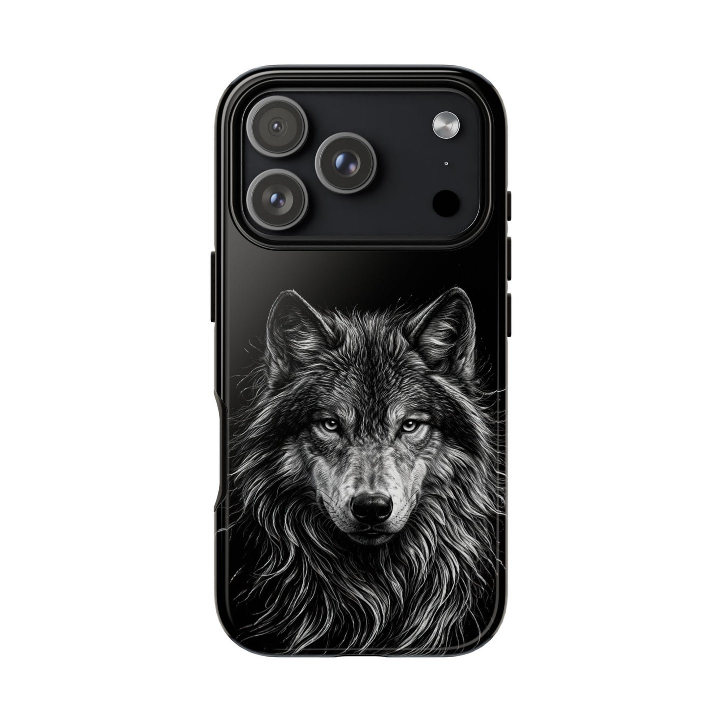 Wolf drawing Phone Case - Tough and Stylish Black Design
