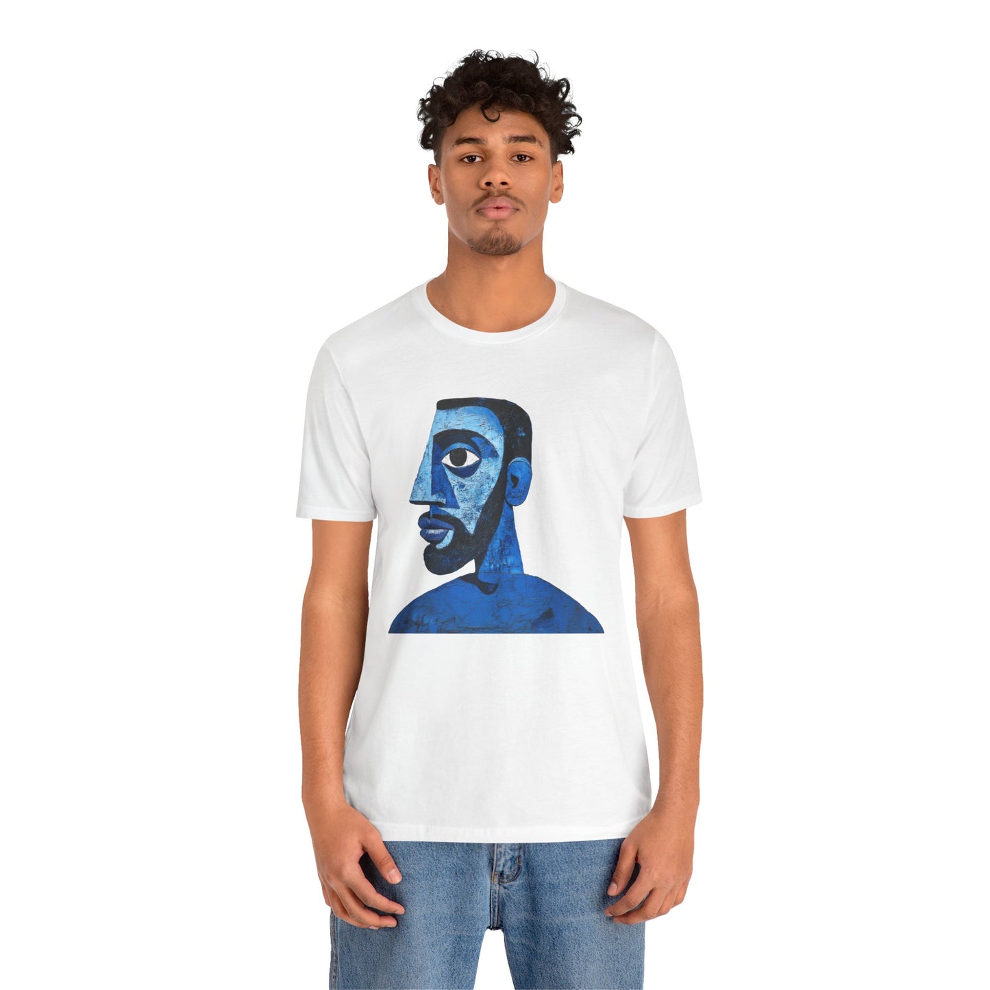 Abstract Artistic Blue Portrait Unisex Jersey Tee