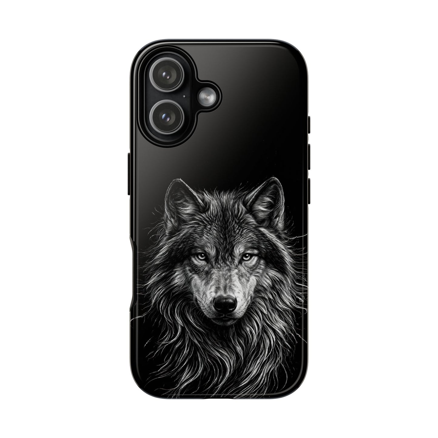 Wolf drawing Phone Case - Tough and Stylish Black Design
