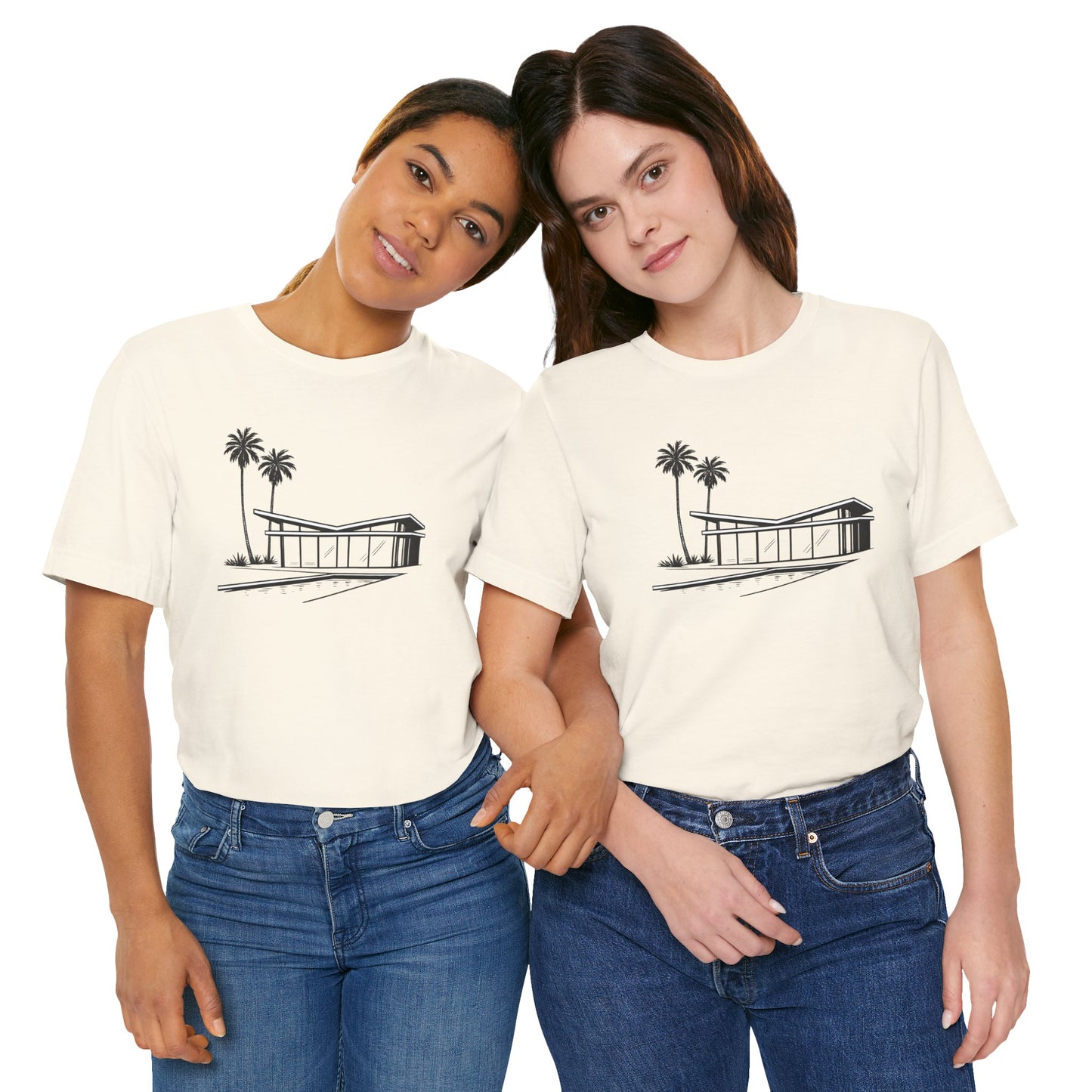 Mid-Century Modern House Tee Mid Century Icons series— Palm Tree Architectural Graphic Shirt, Mid Century modern, Palm Springs