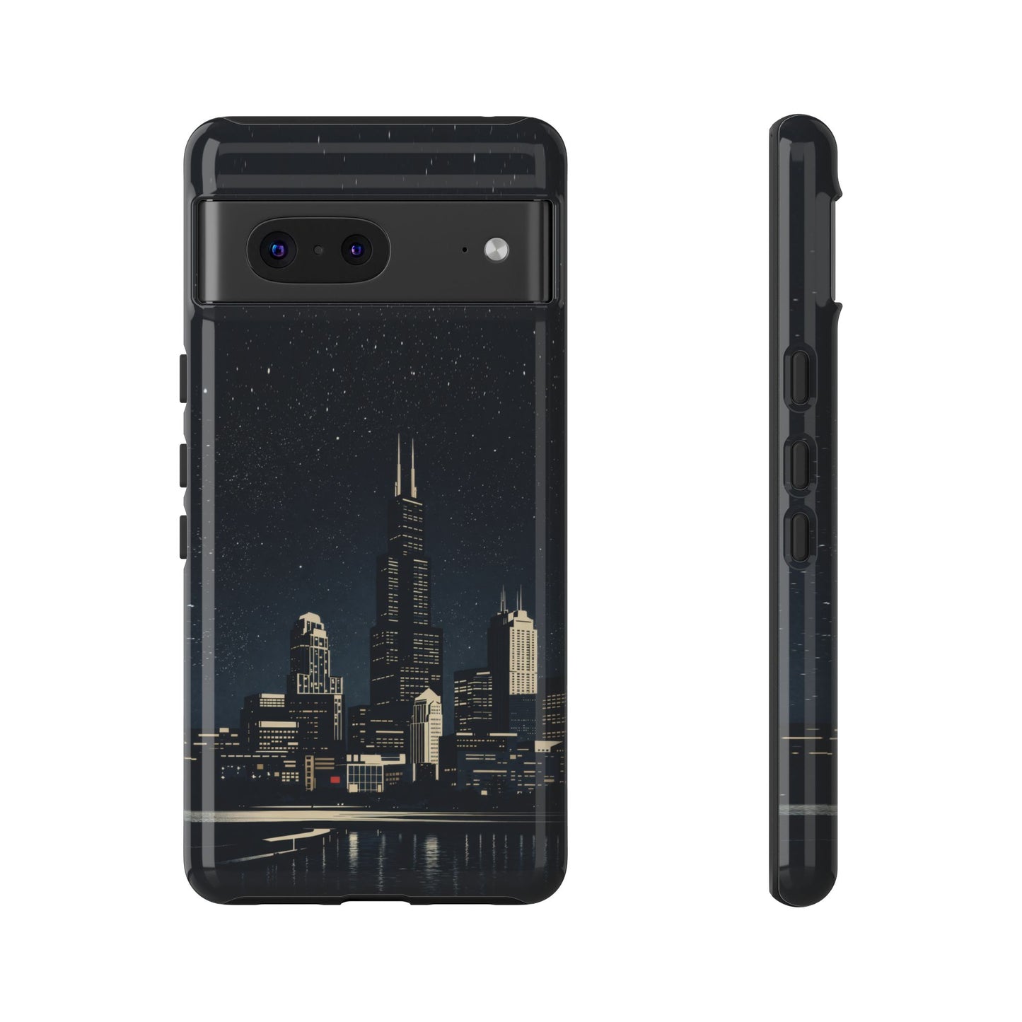 Chicago City Skyline Tough Phone Case – Nighttime Chicago Skyscraper Design
