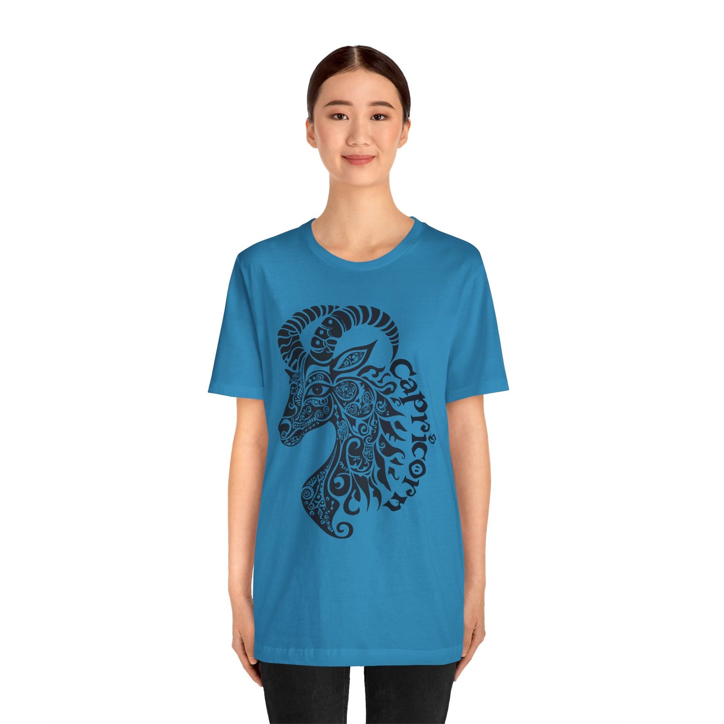 Capricorn with black graphic Unisex Jersey Short Sleeve Tee