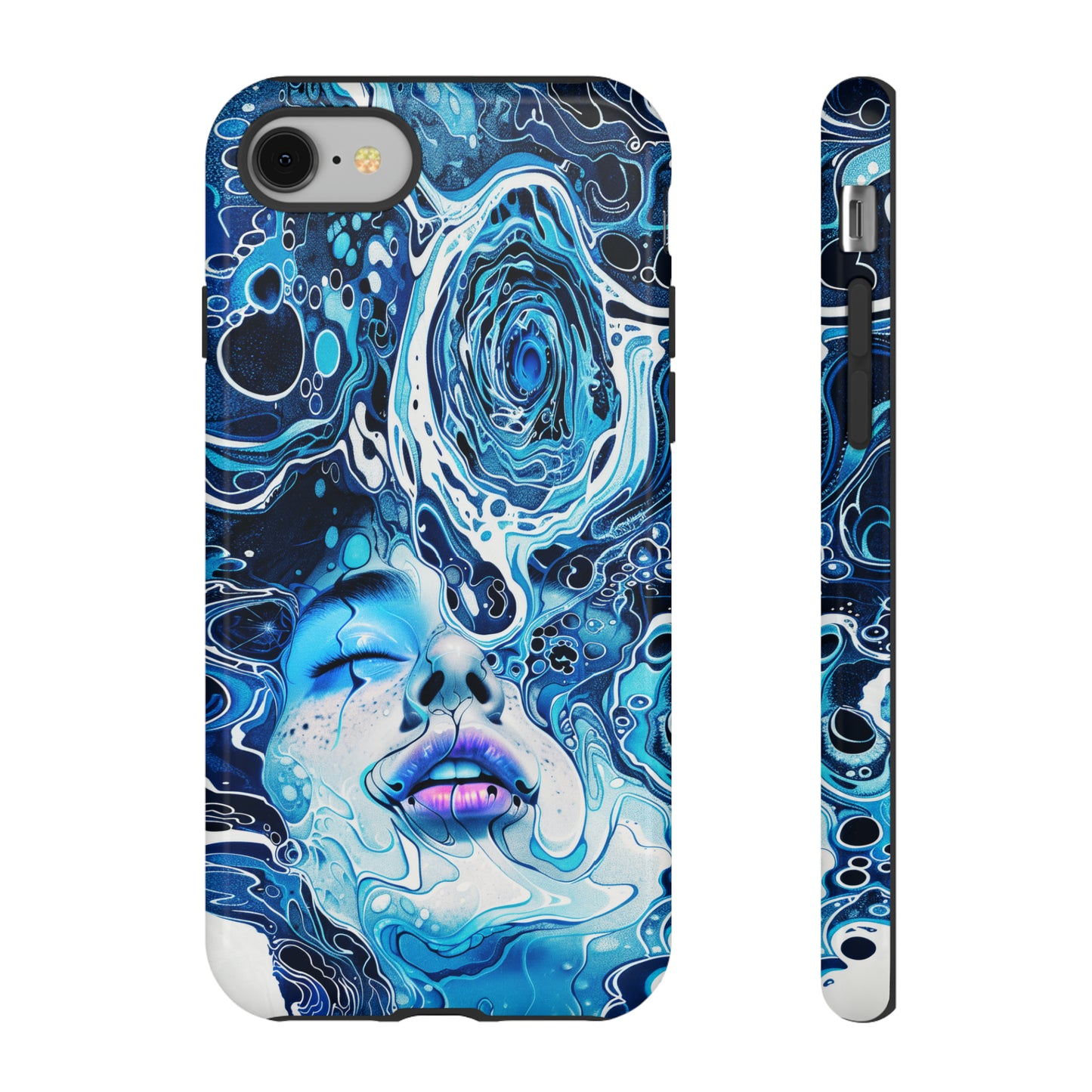 Phone Case, whimsical water fantasy design, blue woman in water, Artistic design, Tough Case, , iPhone 15, 14, 13, 12, 11, Samsung, Pixel