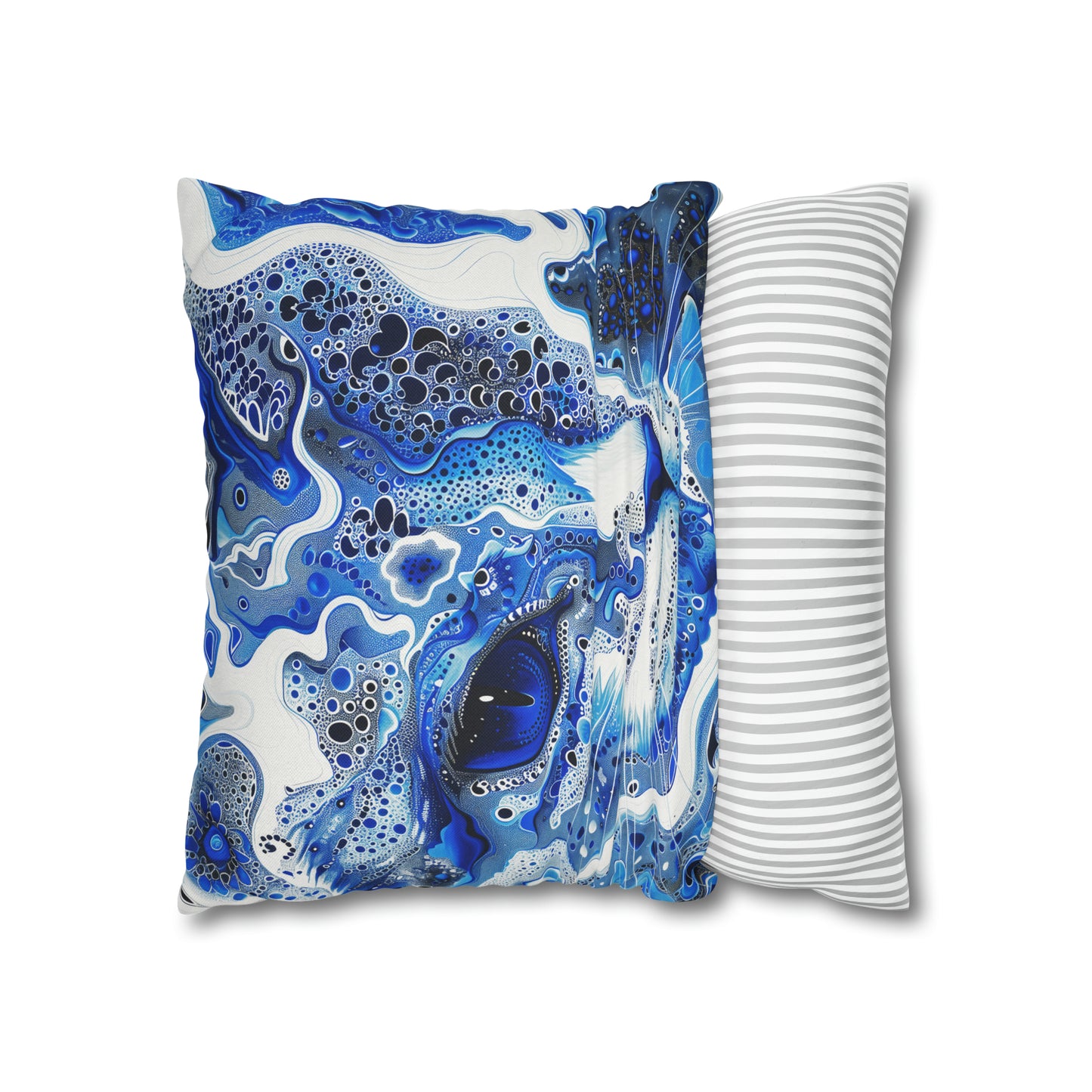 Modern style Blue cat pillow, beautiful animal accent pillow, Home decor for cat lover, unique whimsical cat theme, abstract art  style, case only