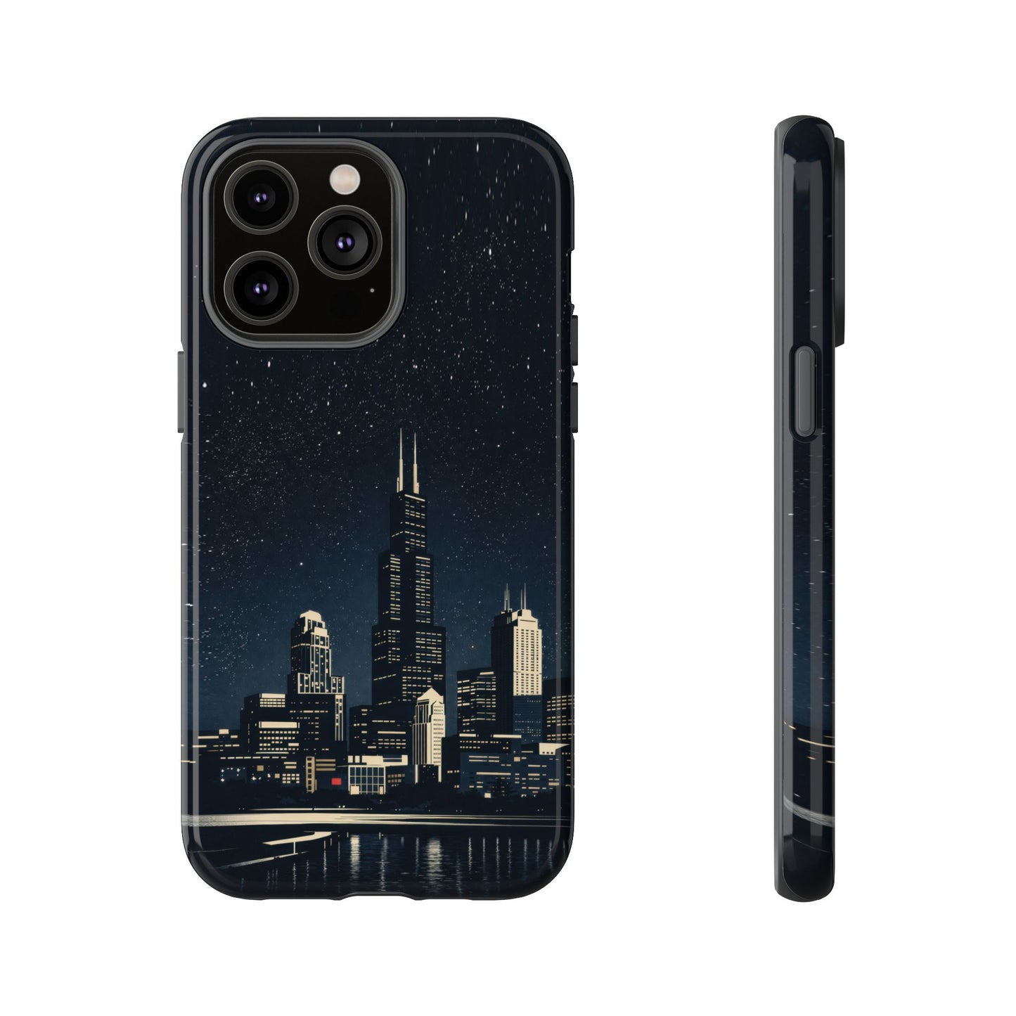 Chicago City Skyline Tough Phone Case – Nighttime Chicago Skyscraper Design