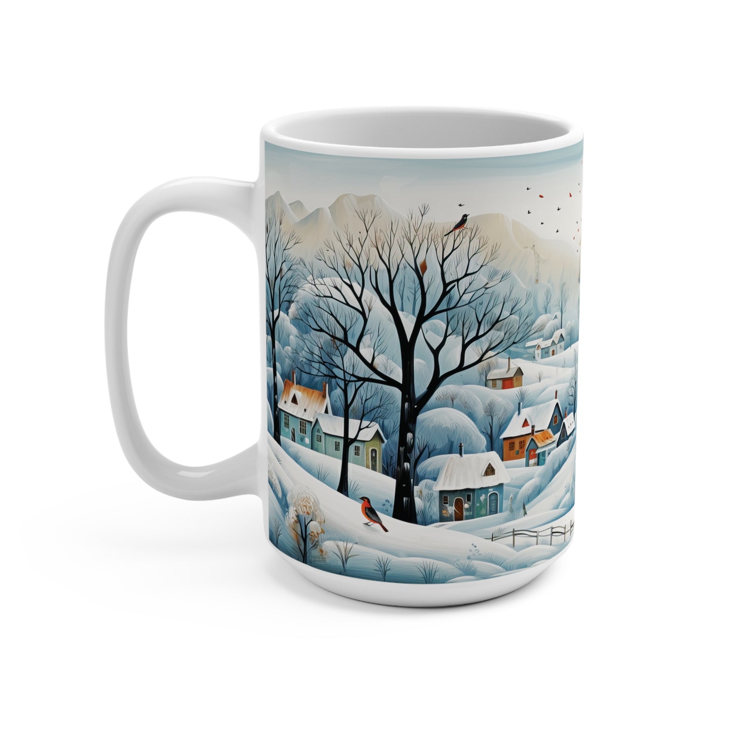 Birds in Winter Wonderland Mug 15oz