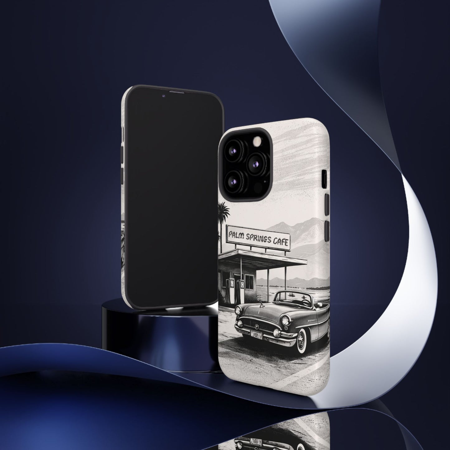 Vintage Palm Springs Cafe Phone Case – Retro Convertible Roadtrip Design