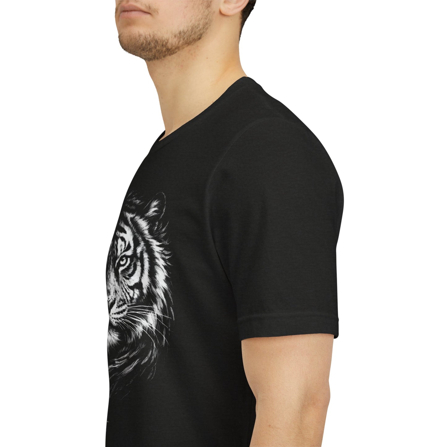 Tiger in chalk drawing style, animal art tee, Unisex Jersey Short Sleeve Tee