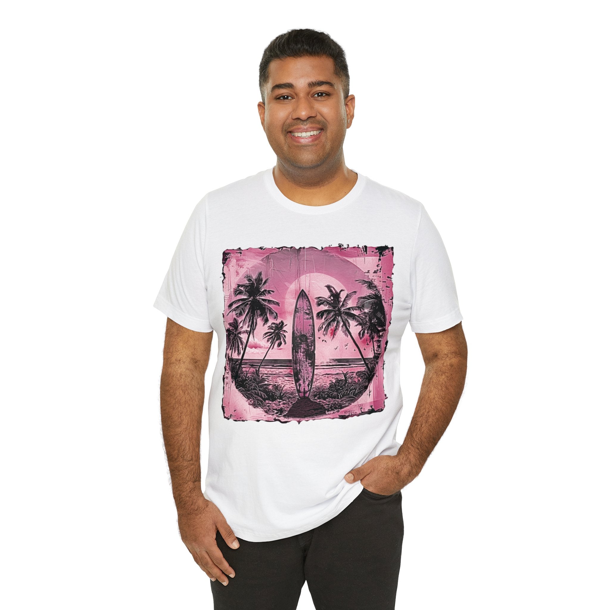 Pink vintage surfboard Unisex Jersey Short Sleeve Tee