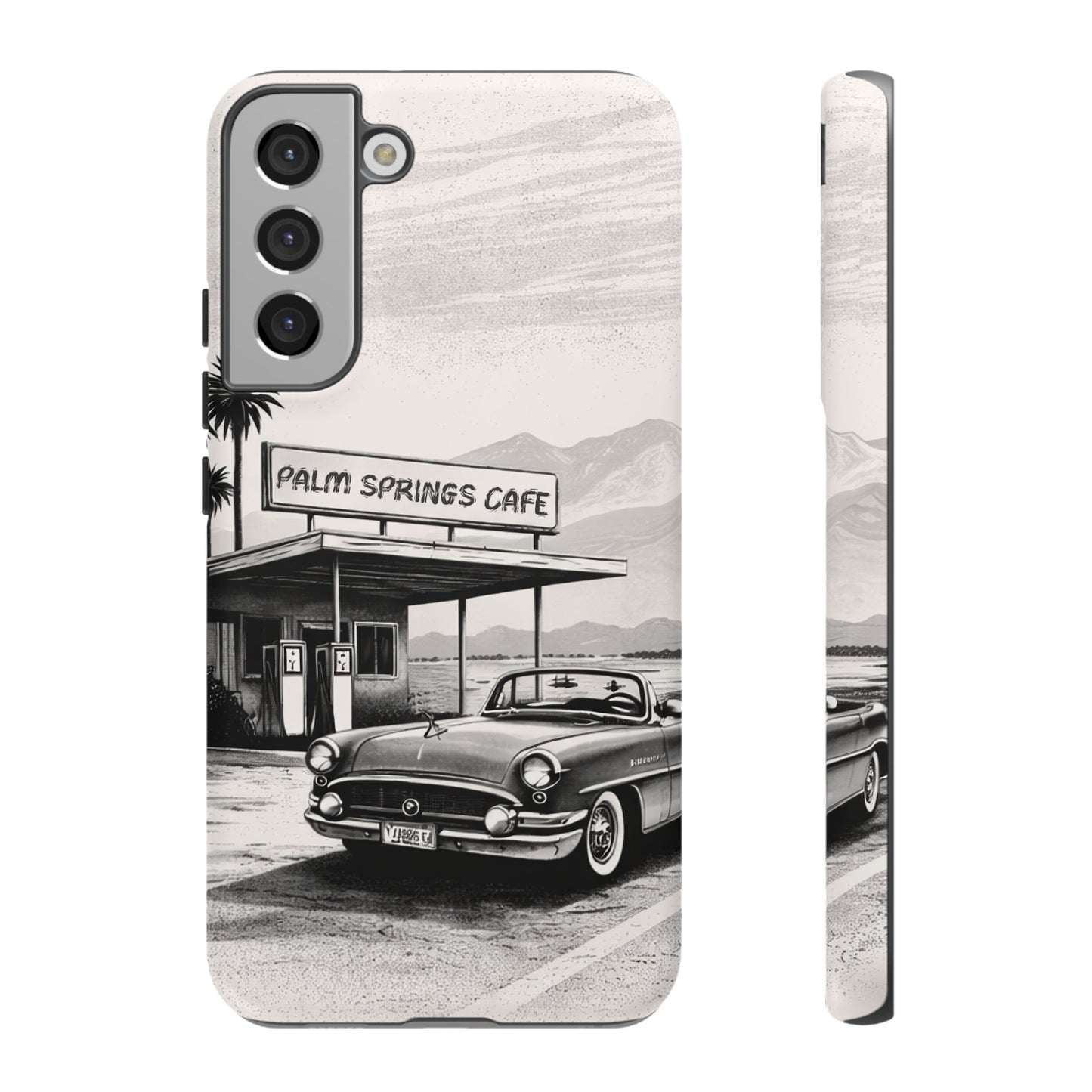 Vintage Palm Springs Cafe Phone Case – Retro Convertible Roadtrip Design