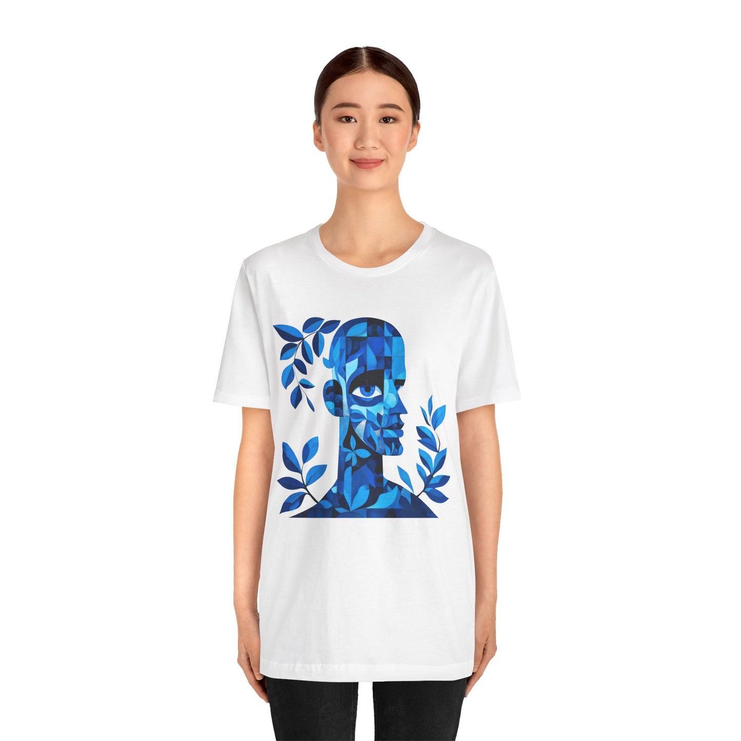 Blue Floral Art Unisex Tee, Artistic Graphic Shirt, Trendy Summer Wear, Gift for Art Lovers, Casual Everyday Style