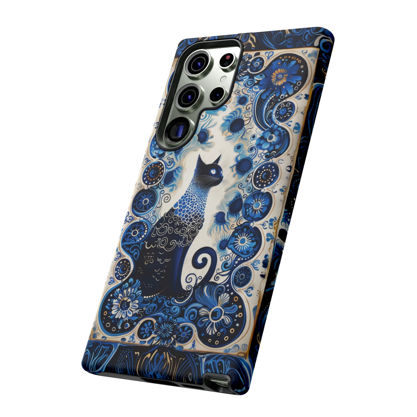 Black cat in frame Tough Cases