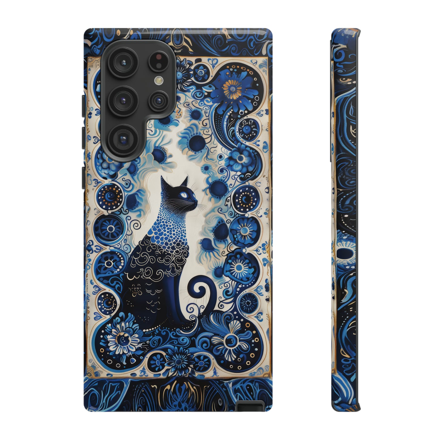 Black cat in frame Tough Cases