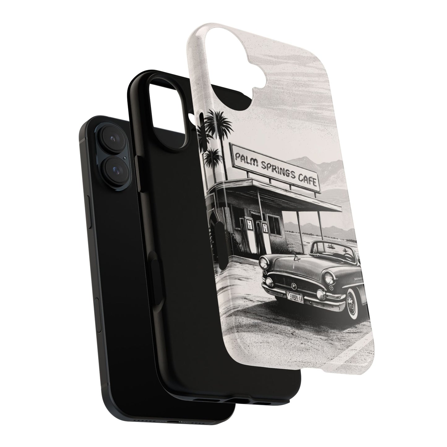 Vintage Palm Springs Cafe Phone Case – Retro Convertible Roadtrip Design