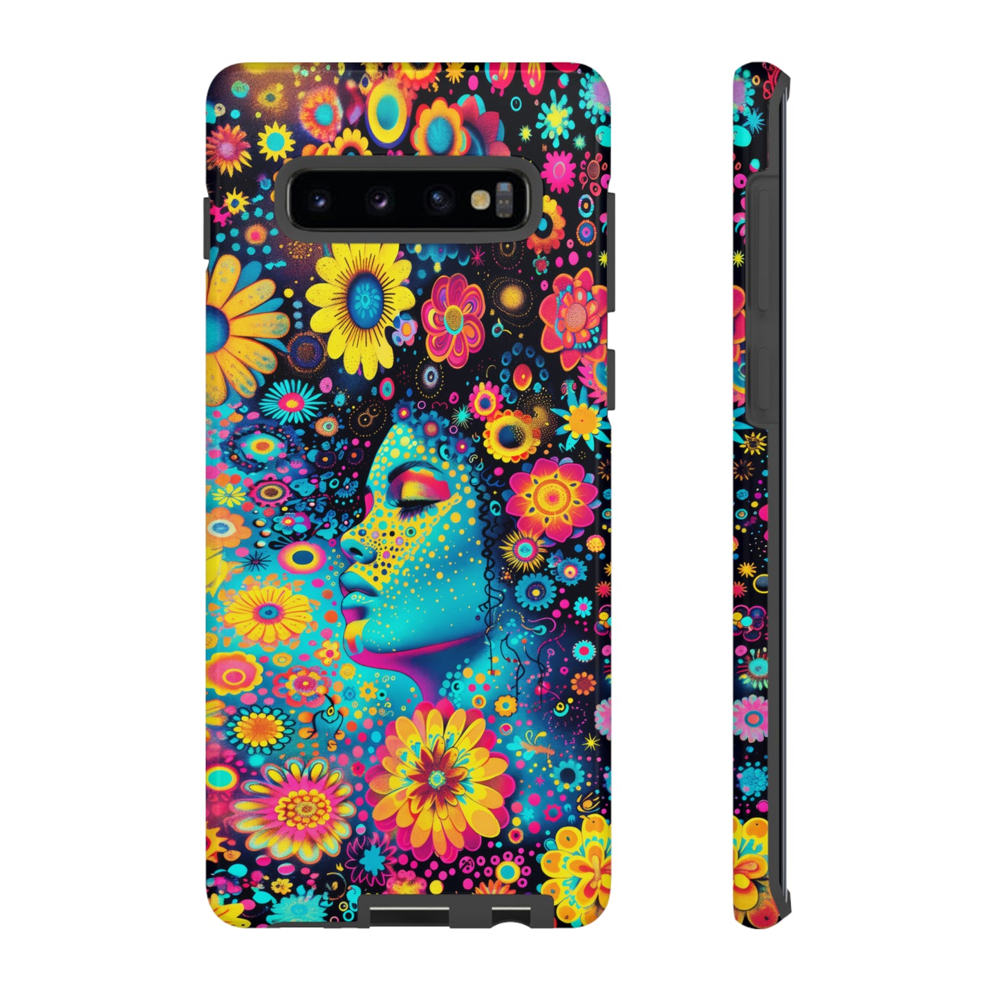 Phone Case, flower girl in aqua, Artistic design, Tough Case, Colorful whimsical flower fantasy design, iPhone 15, 14, 13, 12, 11, Samsung, Pixel