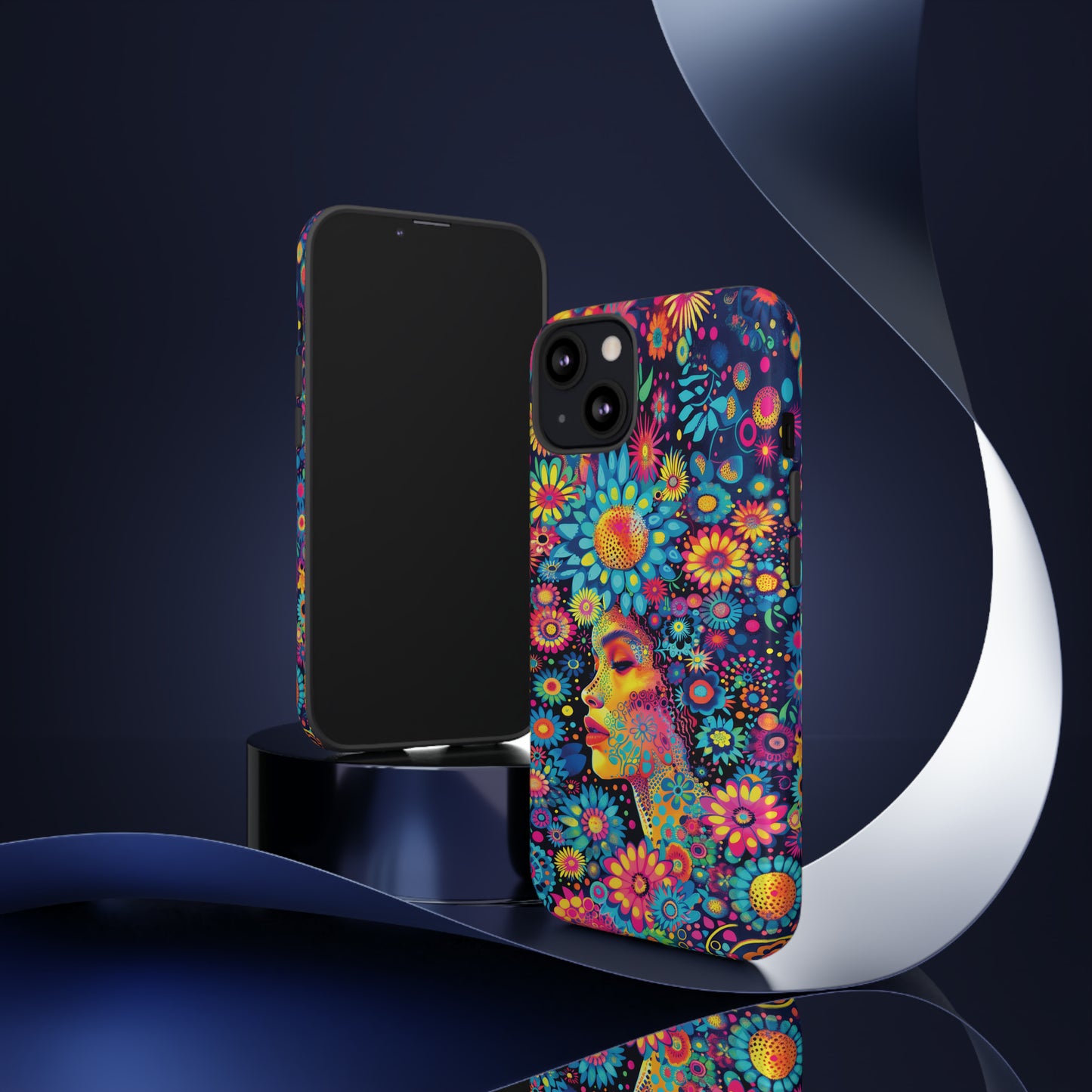 Phone Case, whimsical flower girl, Artistic design, Tough Case, Colorful flower fantasy design, iPhone 15, 14, 13, 12, 11, Samsung, Pixel
