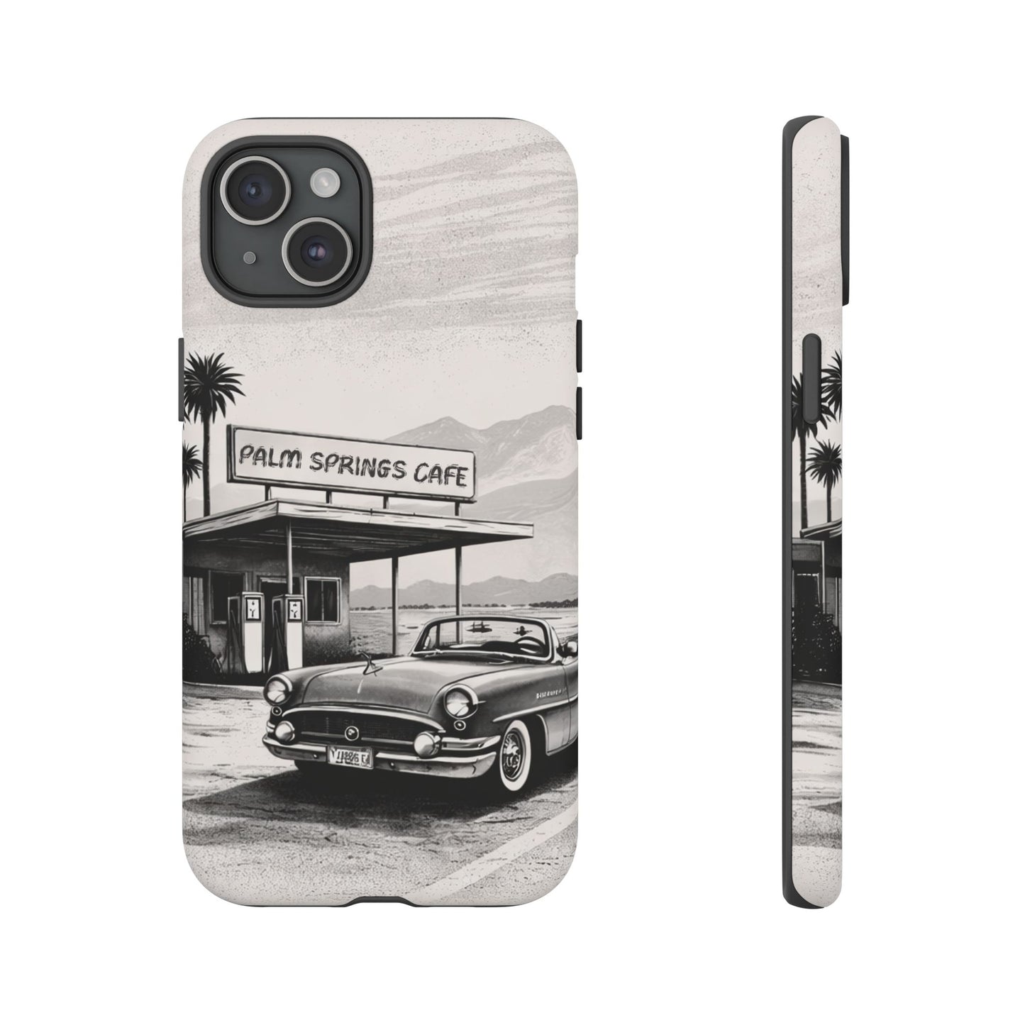 Vintage Palm Springs Cafe Phone Case – Retro Convertible Roadtrip Design