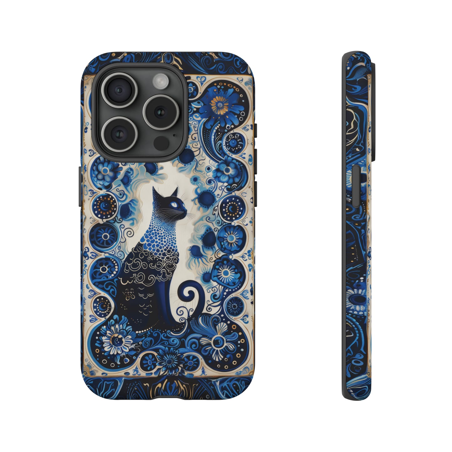 Black cat in frame Tough Cases