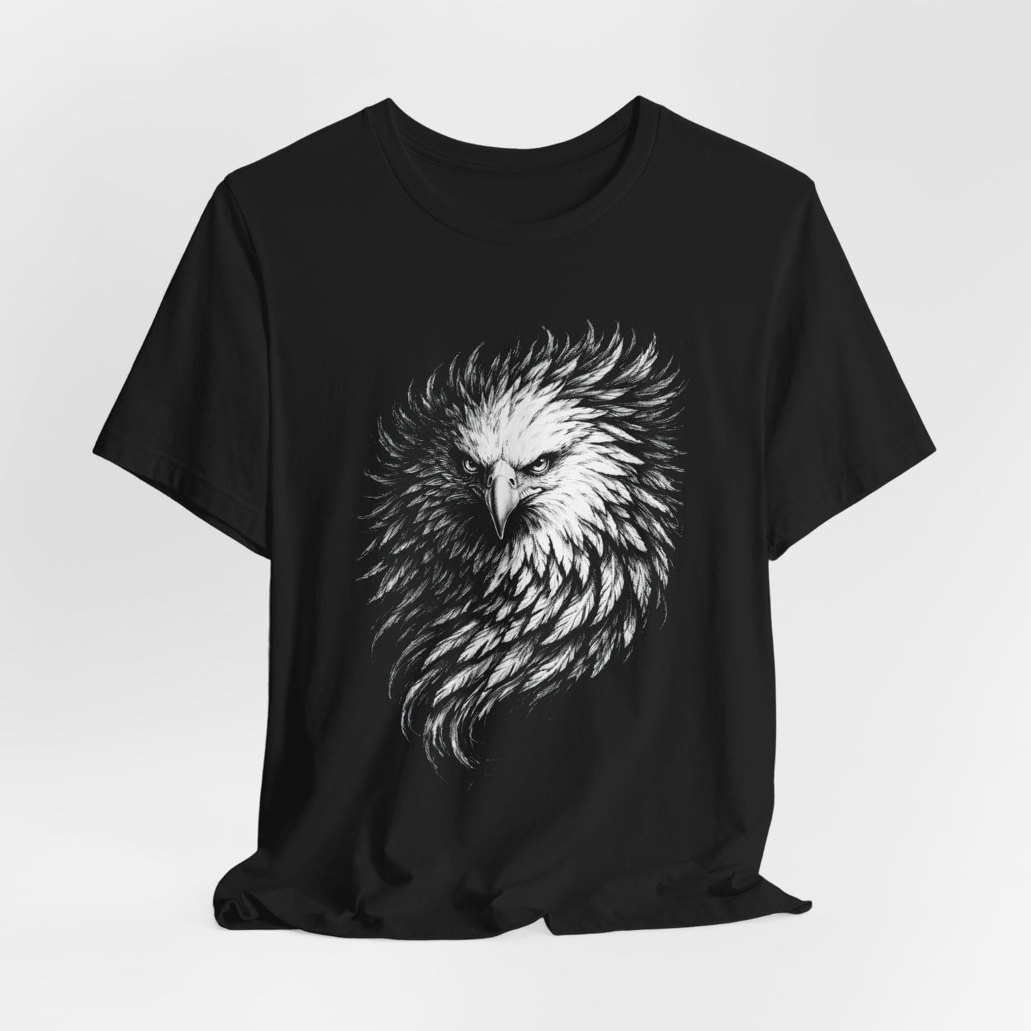 Eagle Head Feather Art T-Shirt in a chalk style, Majestic Eagle Illustration Tee