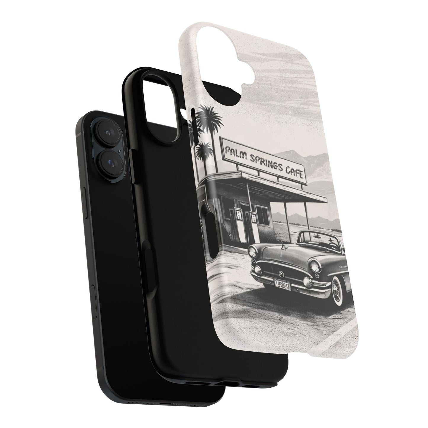 Vintage Palm Springs Cafe Phone Case – Retro Convertible Roadtrip Design