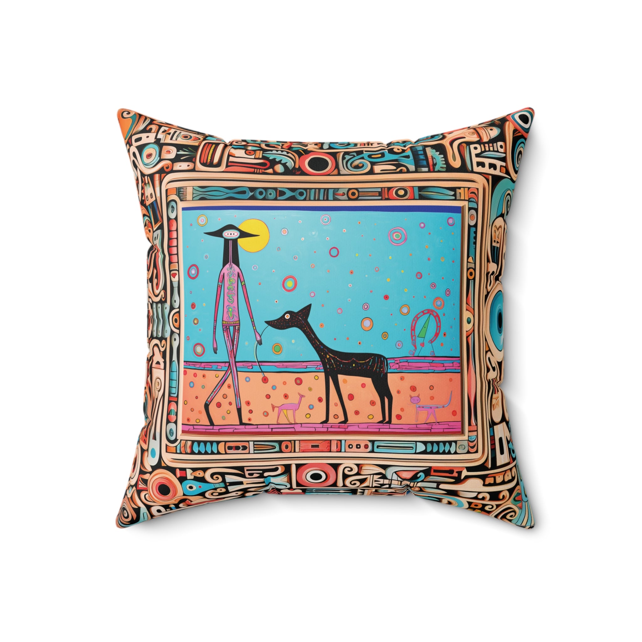 Dog Walker Square Pillow