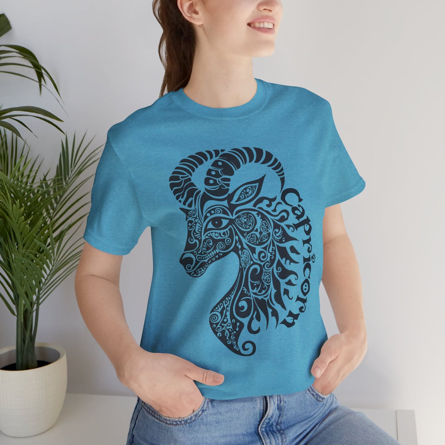 Capricorn with black graphic Unisex Jersey Short Sleeve Tee