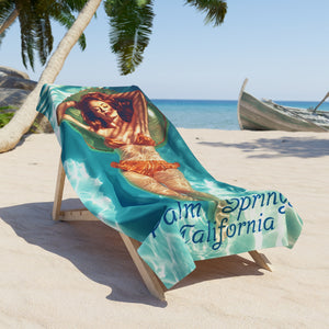 Lady in the pool Palm Springs Beach Towel 36" x 72"