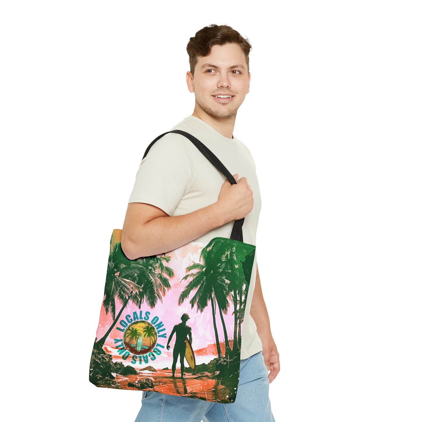 Locals only beach scene Tote Bag (AOP)
