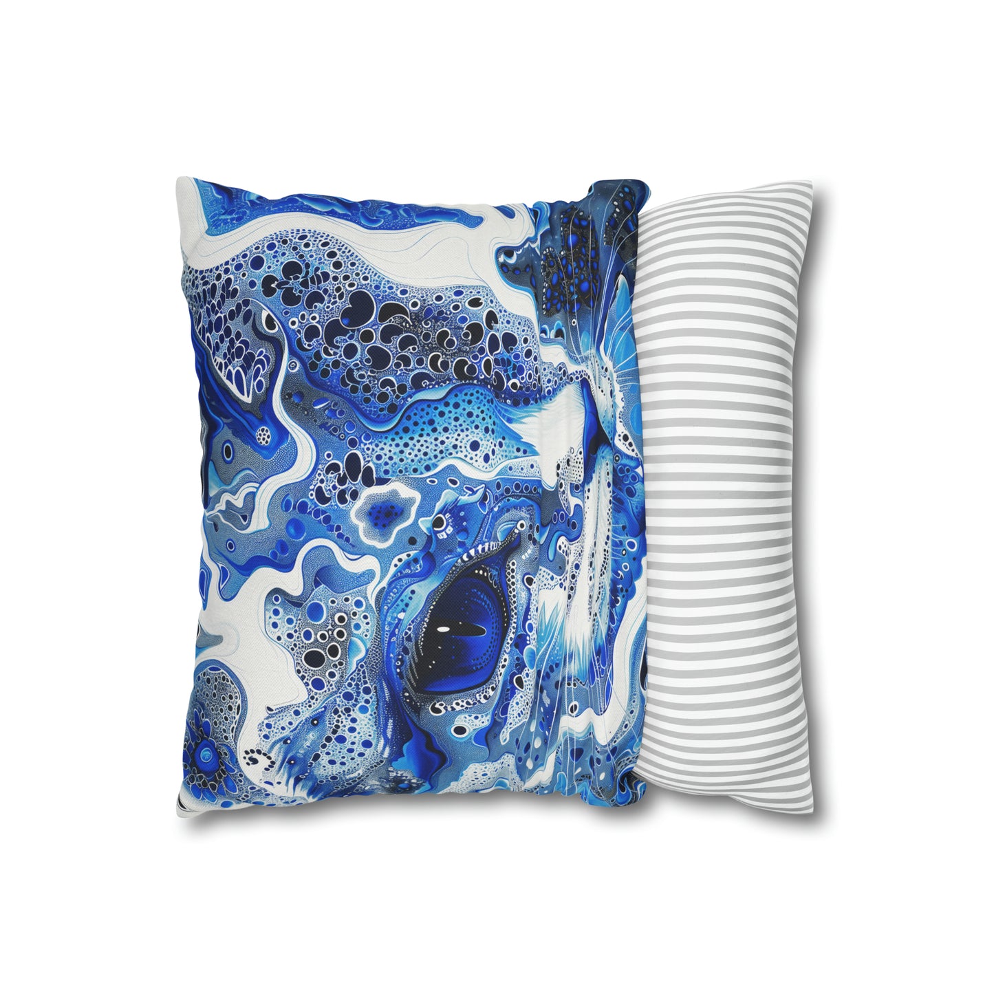 Modern style Blue cat pillow, beautiful animal accent pillow, Home decor for cat lover, unique whimsical cat theme, abstract art  style, case only