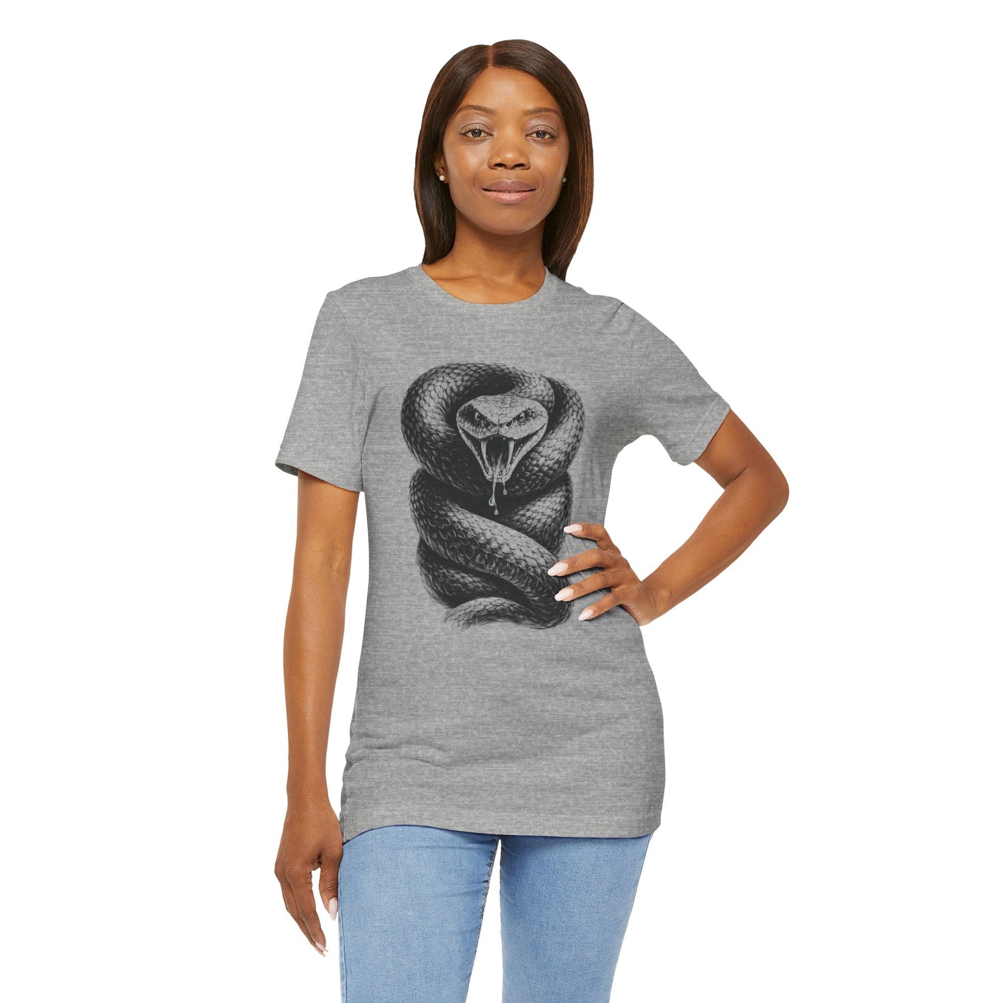 Snake Graphic Tee in charcoal drawing style — Coiled Rattlesnake Illustration T-Shirt