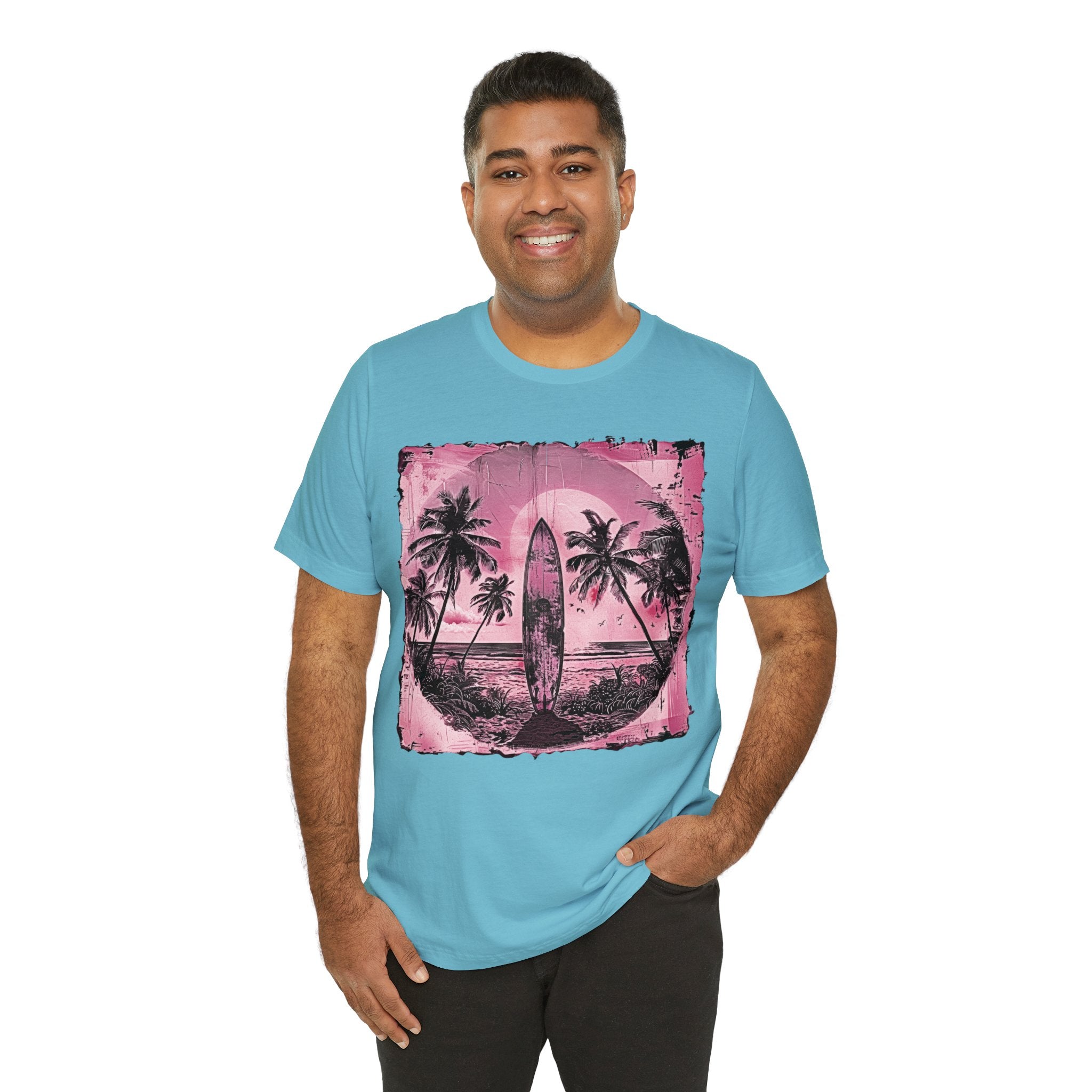 Pink vintage surfboard Unisex Jersey Short Sleeve Tee