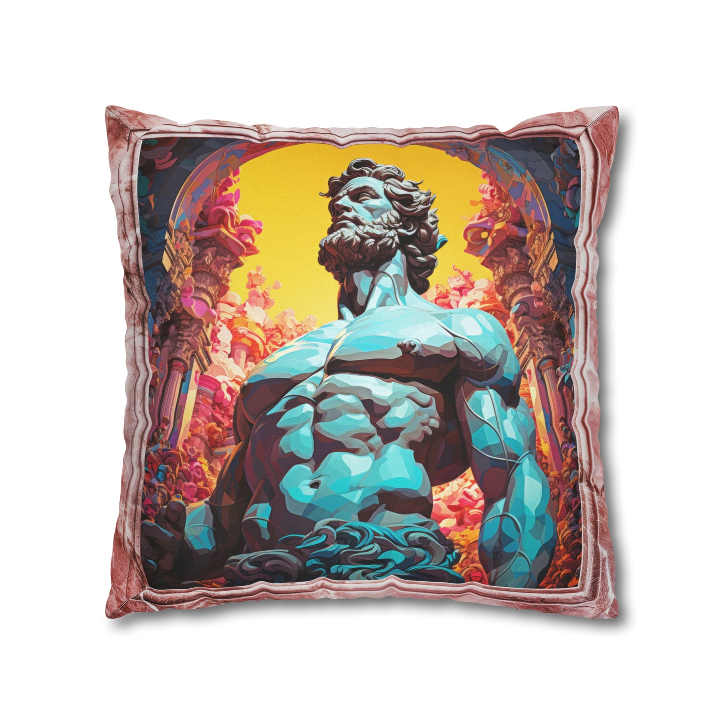 Hercules in a faux pink marble frame 18"x18" Square Pillow Case