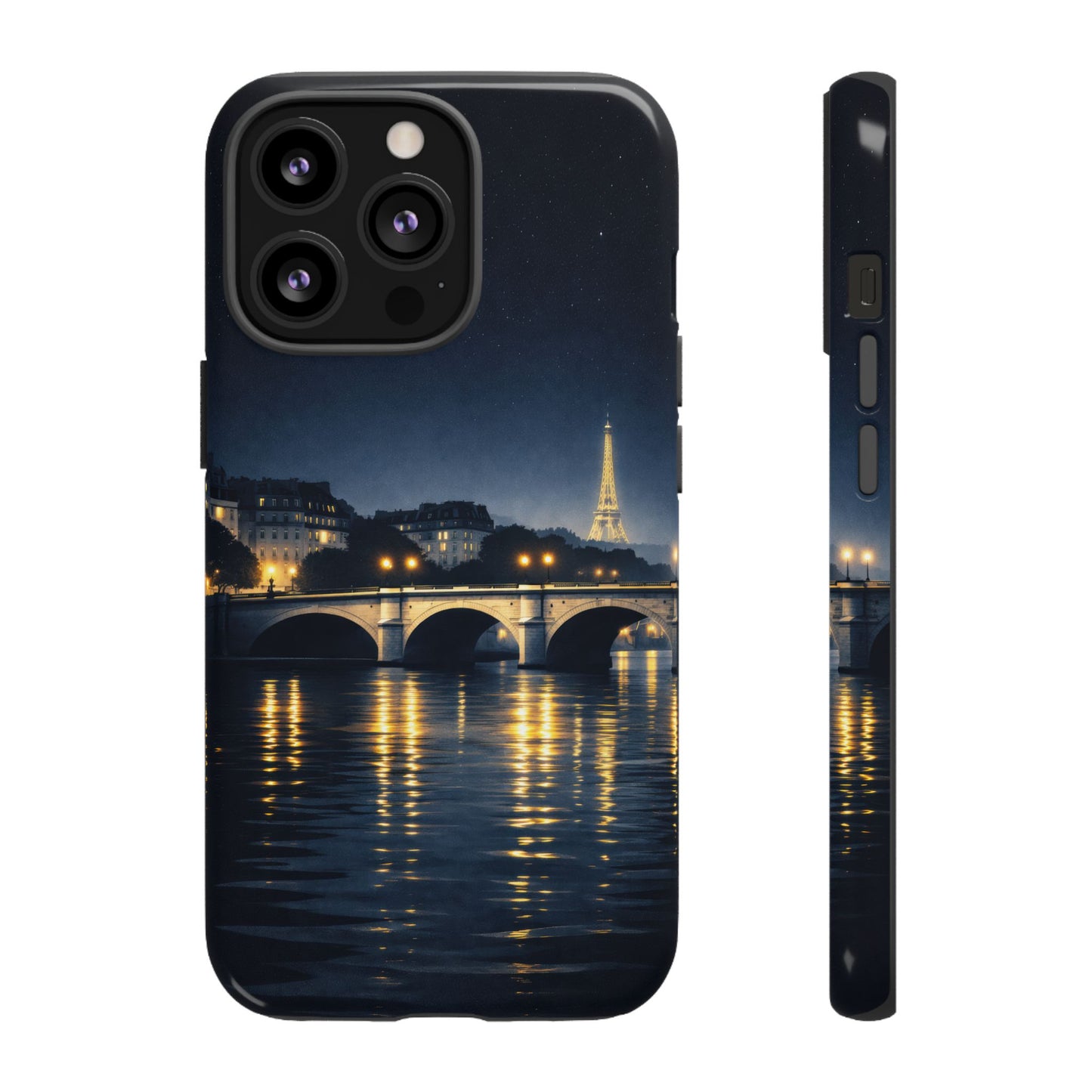 Paris Night Skyline Tough Phone Case — Eiffel Tower Reflections