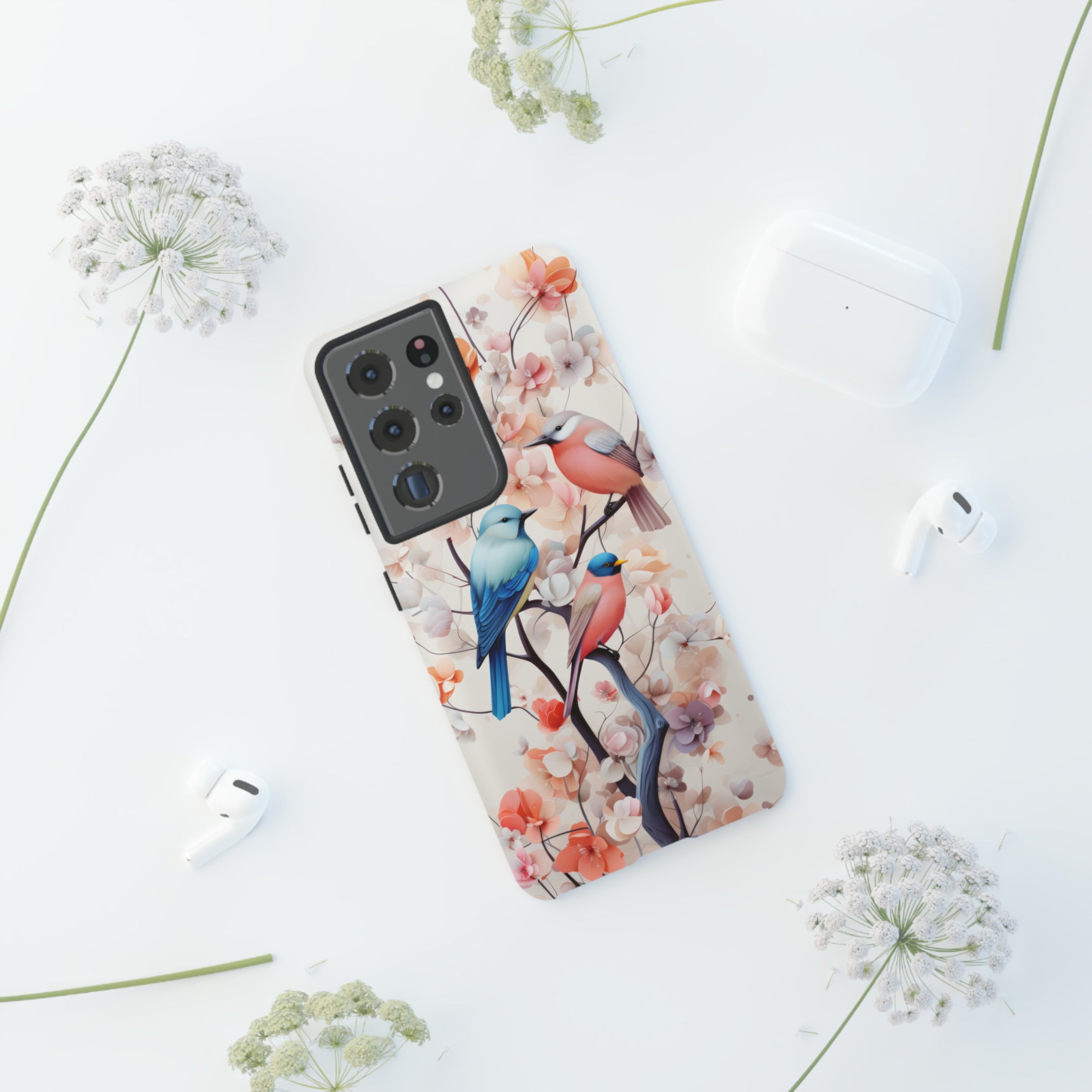 Three birds on a branch water color Tough Cases