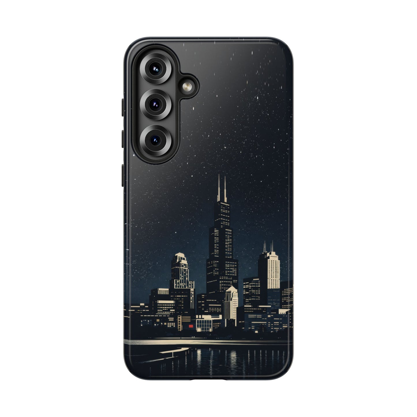 Chicago City Skyline Tough Phone Case – Nighttime Chicago Skyscraper Design