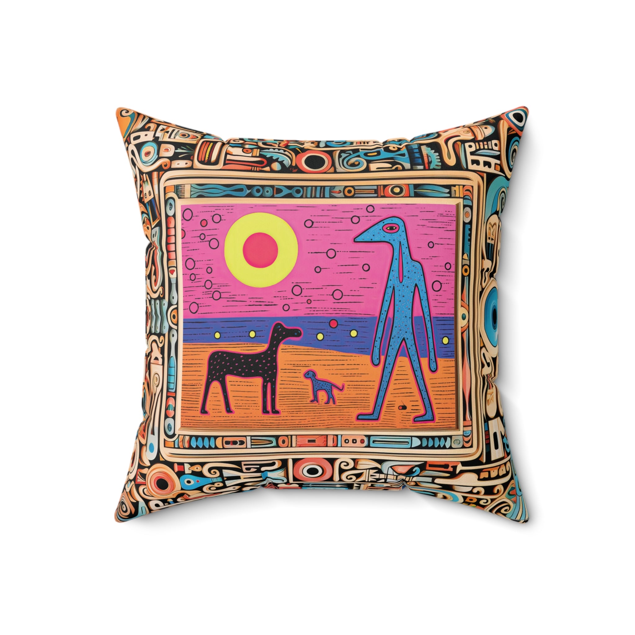 Blue Man on the Beach Square Pillow