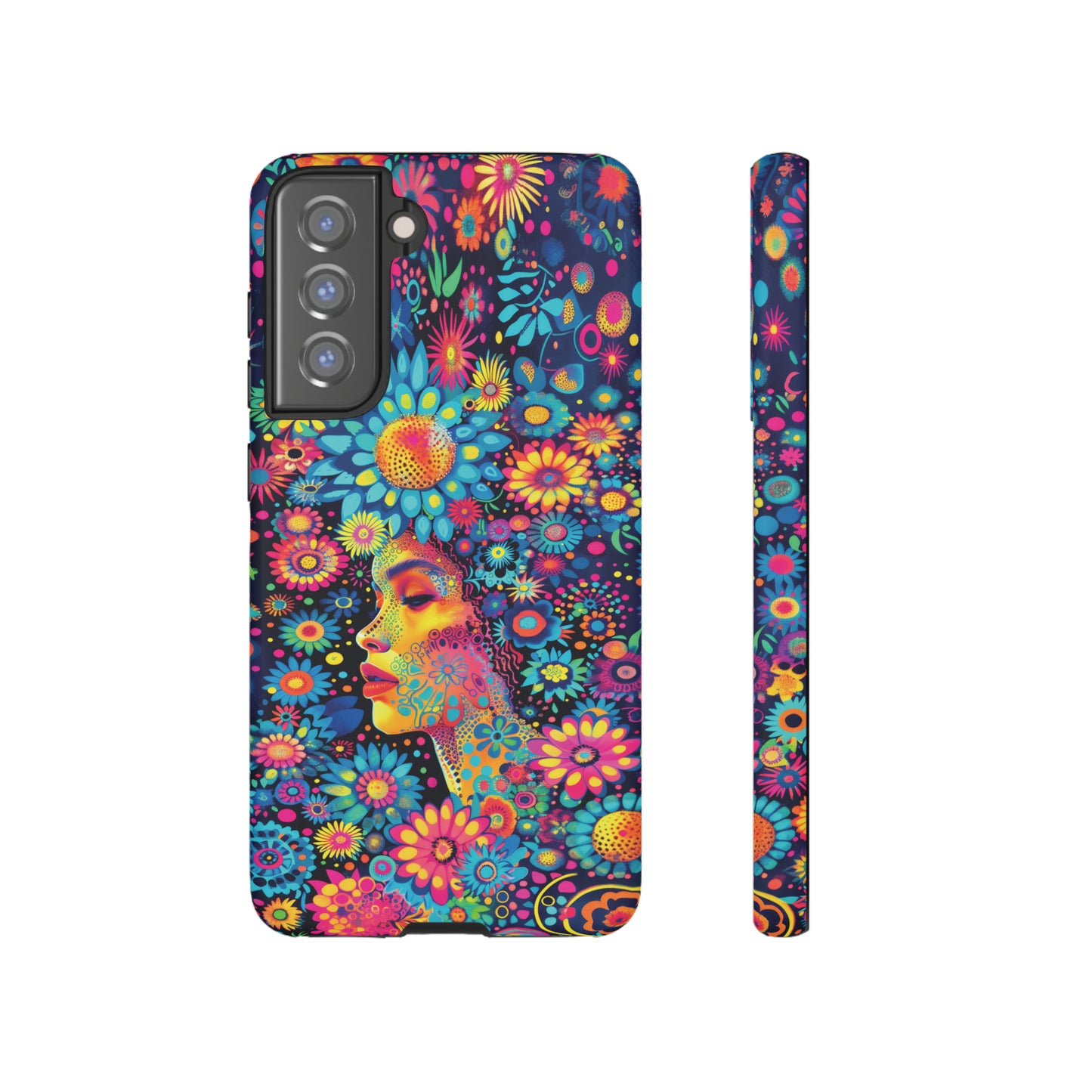 Phone Case, whimsical flower girl, Artistic design, Tough Case, Colorful flower fantasy design, iPhone 15, 14, 13, 12, 11, Samsung, Pixel