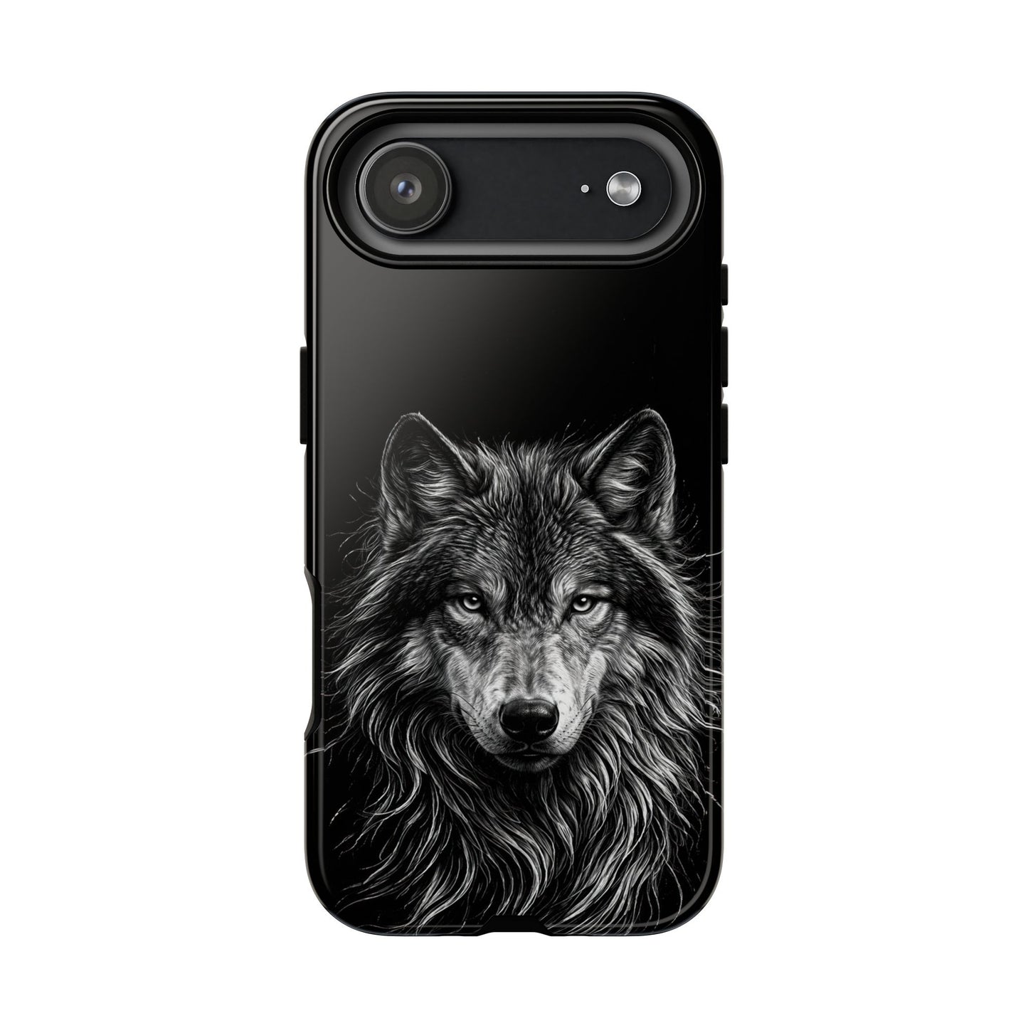 Wolf drawing Phone Case - Tough and Stylish Black Design