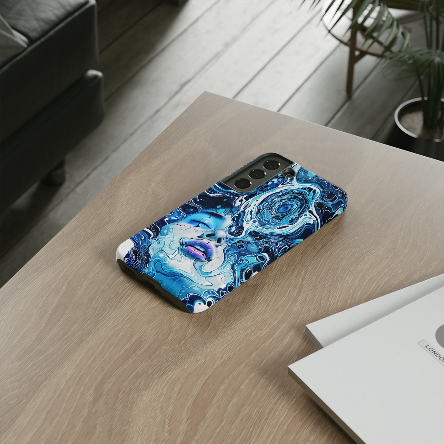 Phone Case, whimsical water fantasy design, blue woman in water, Artistic design, Tough Case, , iPhone 15, 14, 13, 12, 11, Samsung, Pixel