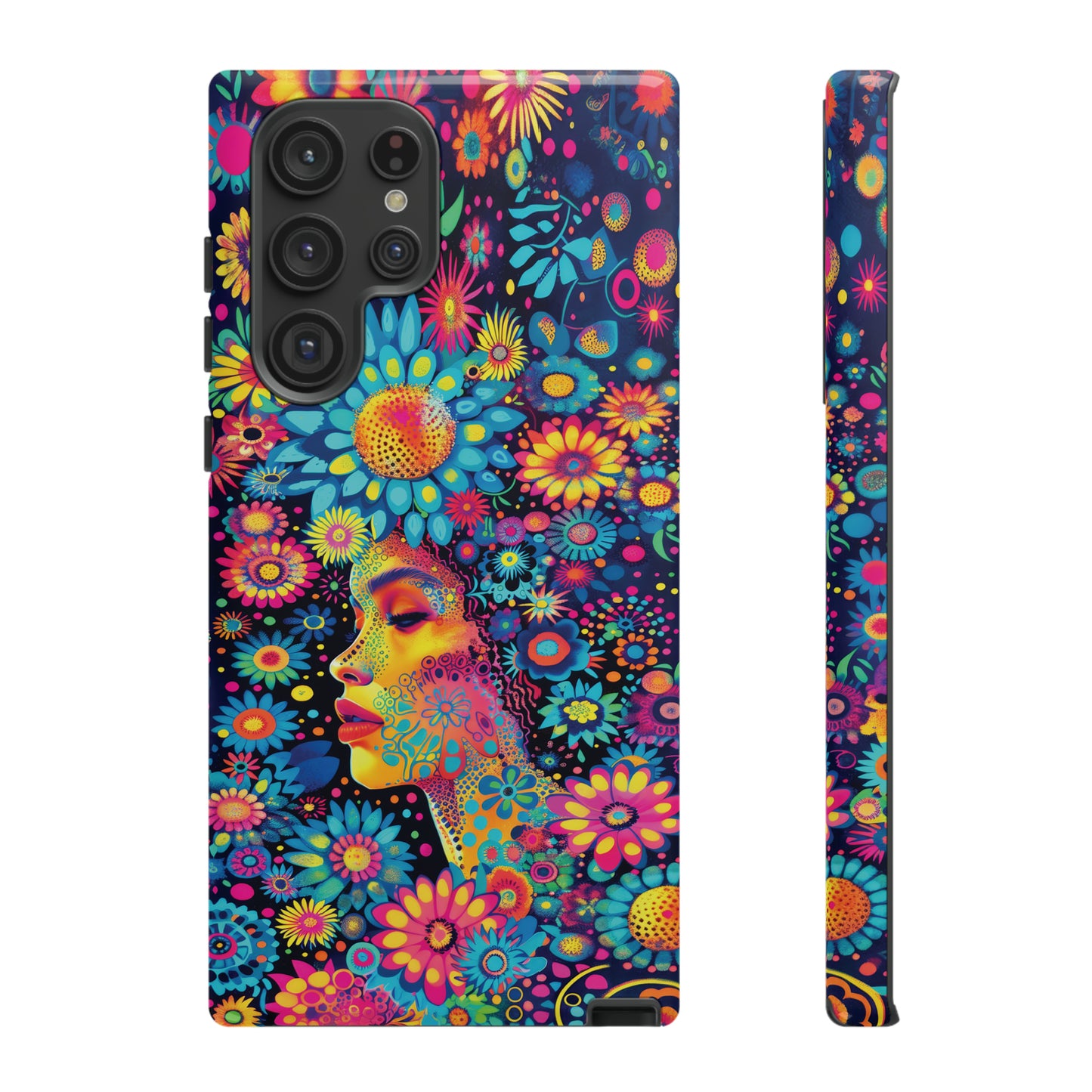Phone Case, whimsical flower girl, Artistic design, Tough Case, Colorful flower fantasy design, iPhone 15, 14, 13, 12, 11, Samsung, Pixel