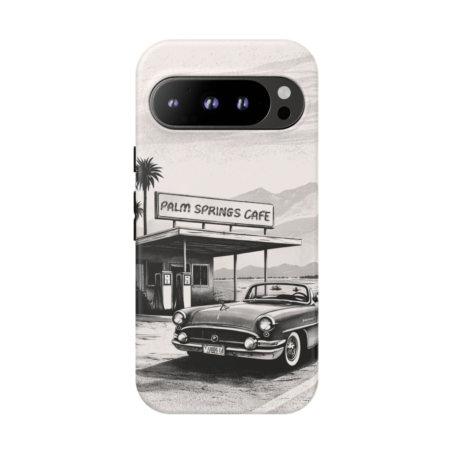 Vintage Palm Springs Cafe Phone Case – Retro Convertible Roadtrip Design