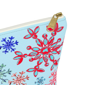 Neon snowflake on blue Accessory Pouch w T-bottom