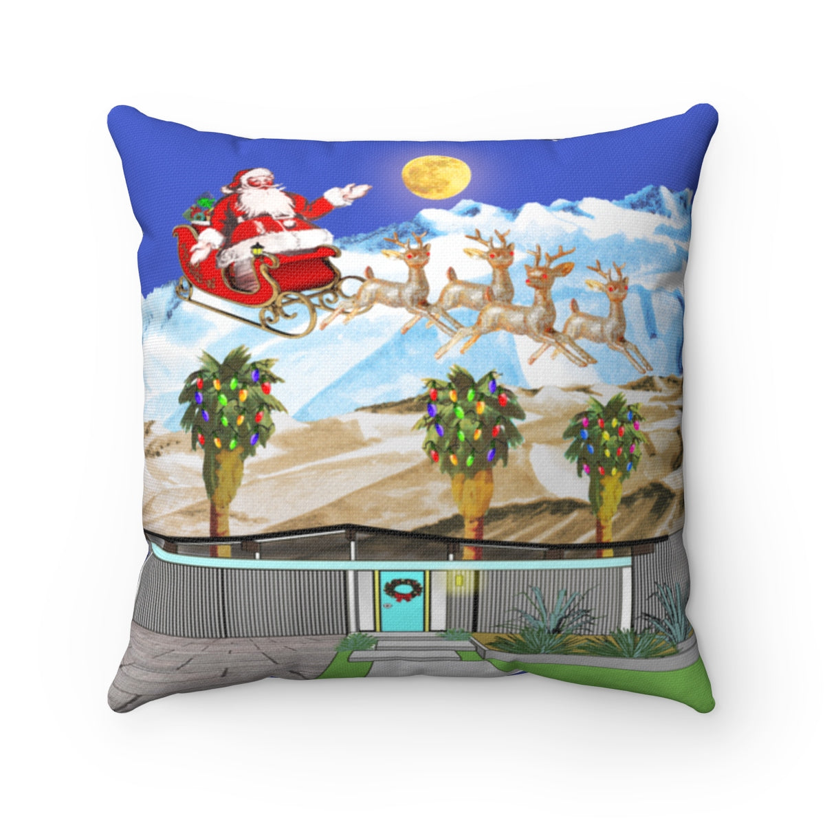 Palm Springs Santa Square Pillow
