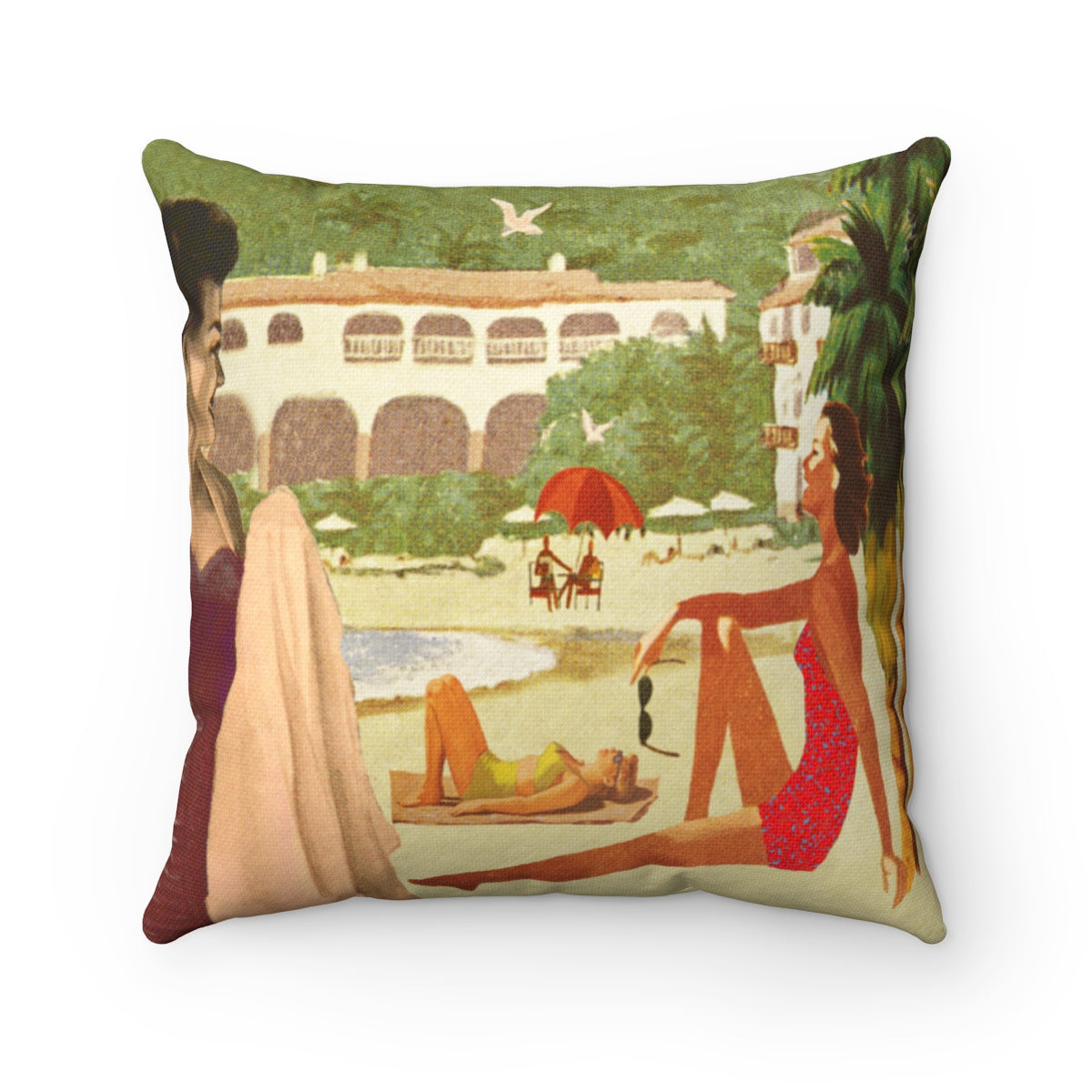 Vintage Beach Square Pillow