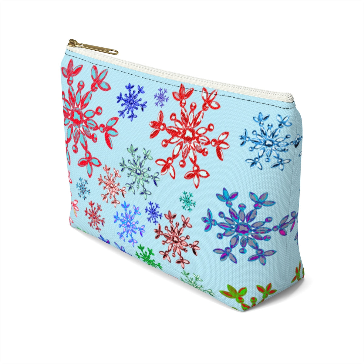 Neon snowflake on blue Accessory Pouch w T-bottom