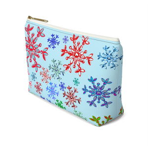 Neon snowflake on blue Accessory Pouch w T-bottom
