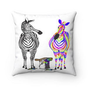 Rainbow zebra Square Pillow